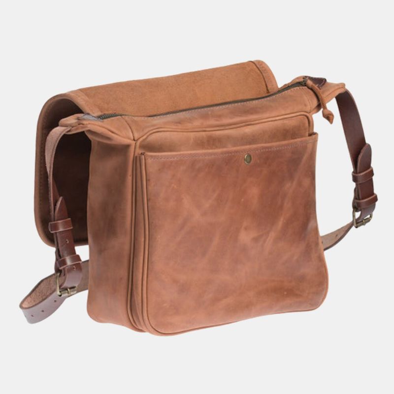 Bolso Bandolera Vintage Con Solapa De Cuero Pu Para Hombre Con Múltiples Bolsillos Bolso Bandolera