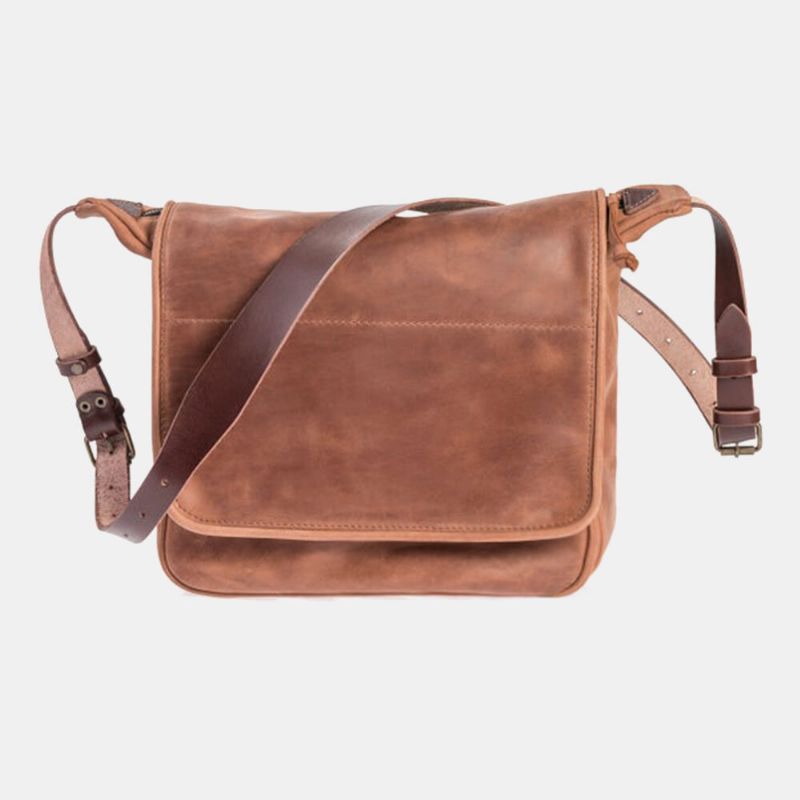 Bolso Bandolera Vintage Con Solapa De Cuero Pu Para Hombre Con Múltiples Bolsillos Bolso Bandolera