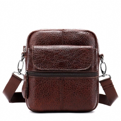 Bolso Bandolera Vintage De Cuero Genuino Para Hombre