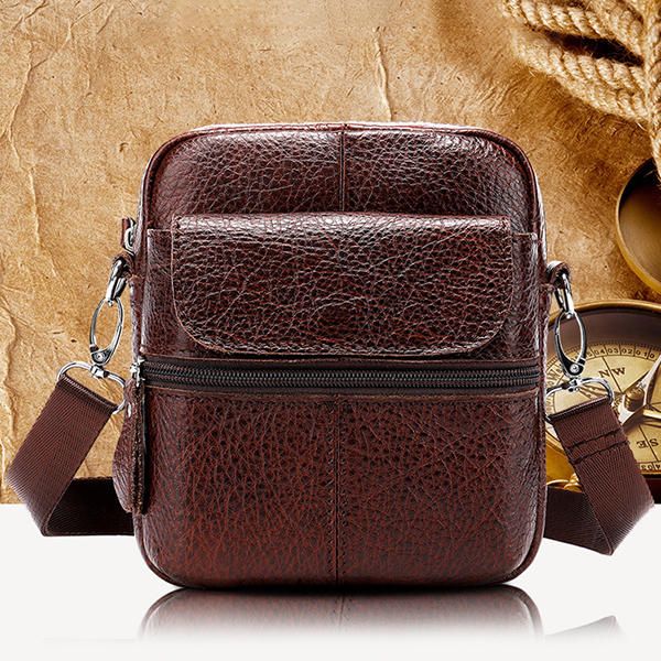 Bolso Bandolera Vintage De Cuero Genuino Para Hombre