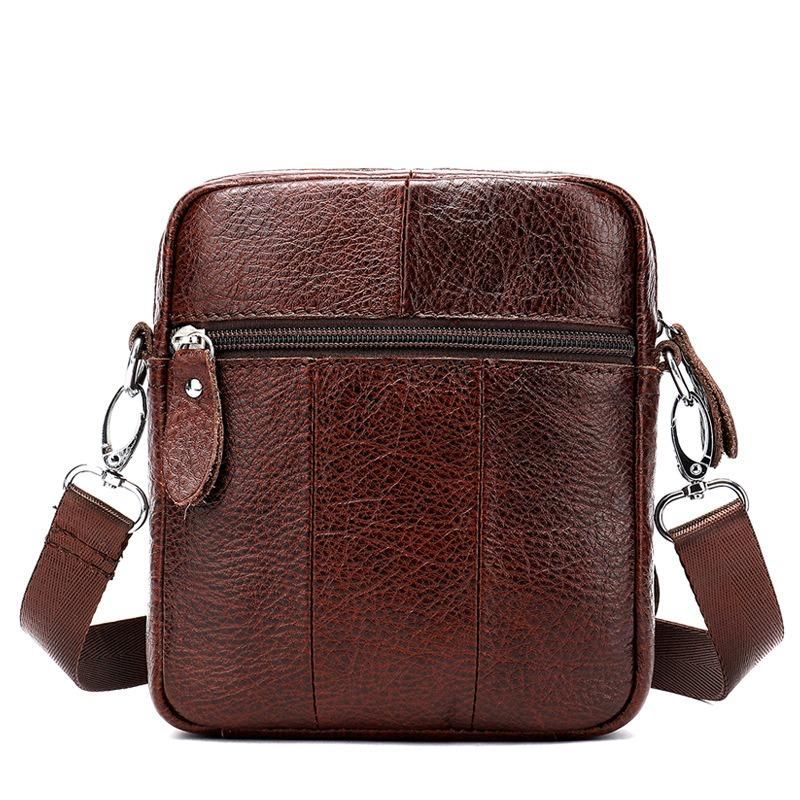 Bolso Bandolera Vintage De Cuero Genuino Para Hombre