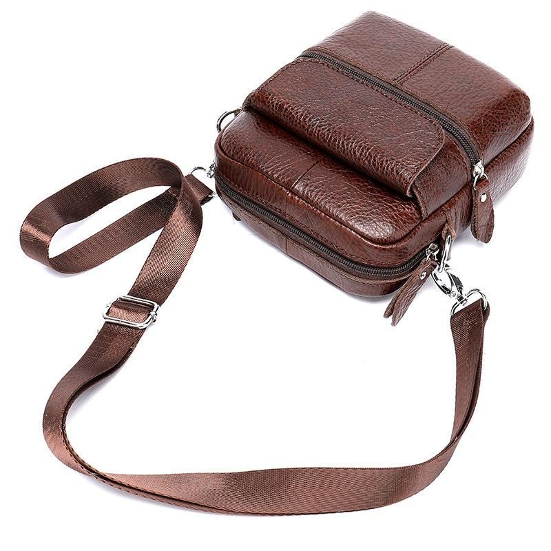 Bolso Bandolera Vintage De Cuero Genuino Para Hombre