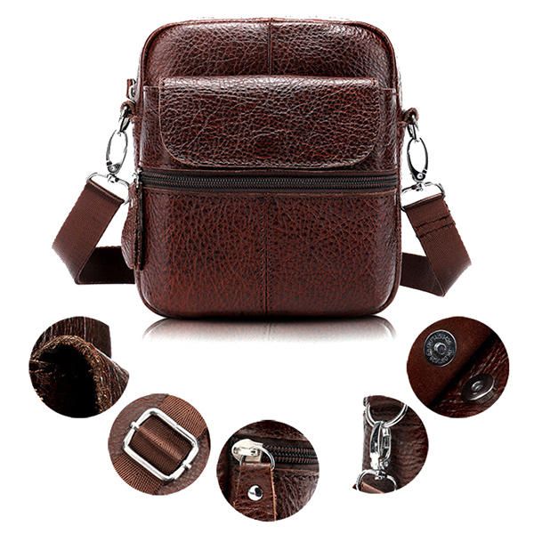 Bolso Bandolera Vintage De Cuero Genuino Para Hombre