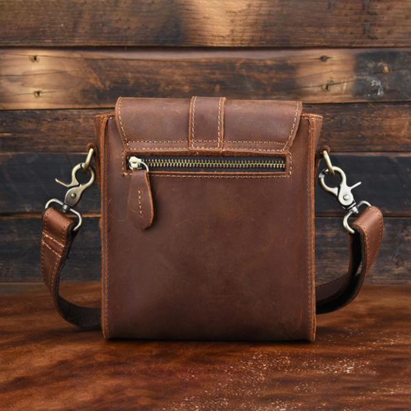 Bolso Bandolera Vintage De Cuero Genuino Para Hombre