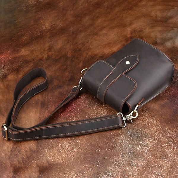 Bolso Bandolera Vintage De Cuero Genuino Para Hombre