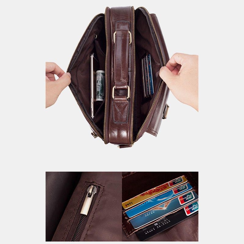 Bolso Bandolera Vintage De Cuero Genuino Para Hombre