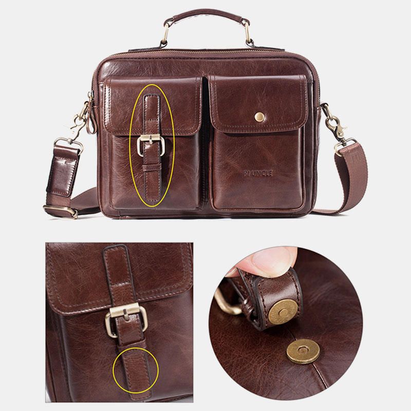 Bolso Bandolera Vintage De Cuero Genuino Para Hombre