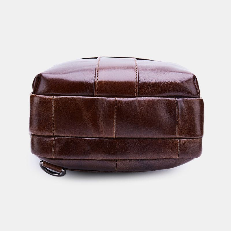 Bolso Bandolera Vintage Multibolsillos De Cuero Genuino Para Hombre Con Correa Ajustable