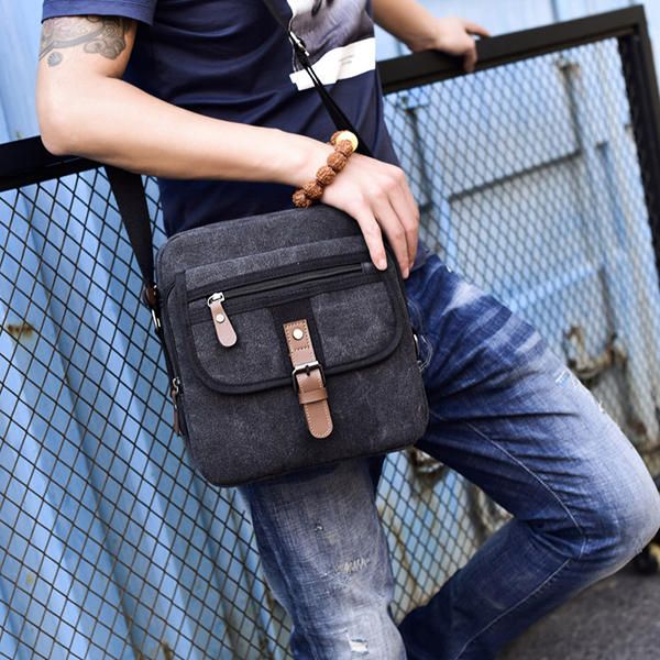 Bolso Bandolera Vintage Multifuncional De Lona Para Hombre Bolso Bandolera Paquete De Viaje De Negocios Informal