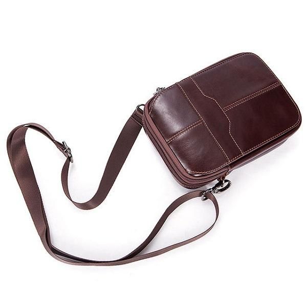 Bolso Bandolera Vintage De Negocios Informal De Cuero Genuino Para Mujer