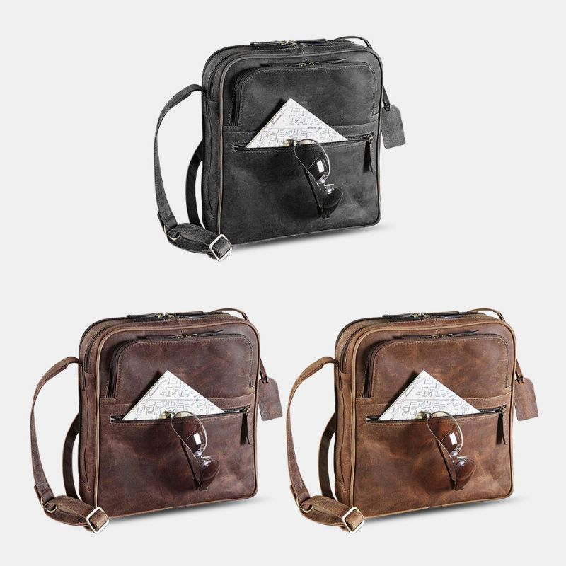 Bolso Bandolera Vintage Para Exteriores Multifunción Con Múltiples Bolsillos De Cuero Pu Para Hombre