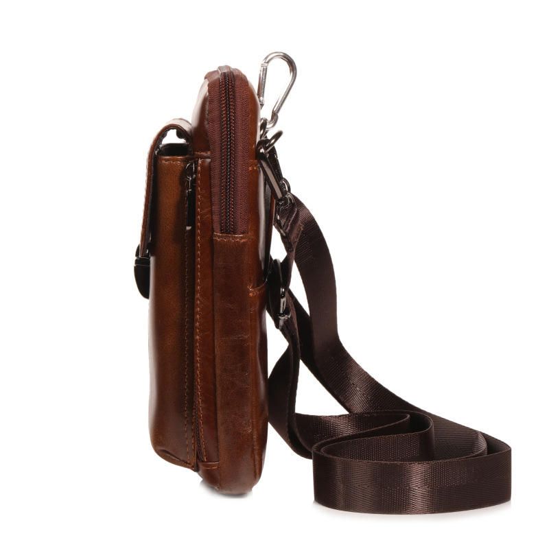 Bolso De Cintura De Cuero Genuino Para Hombre Bolso De Hombro Bolso Para Teléfono