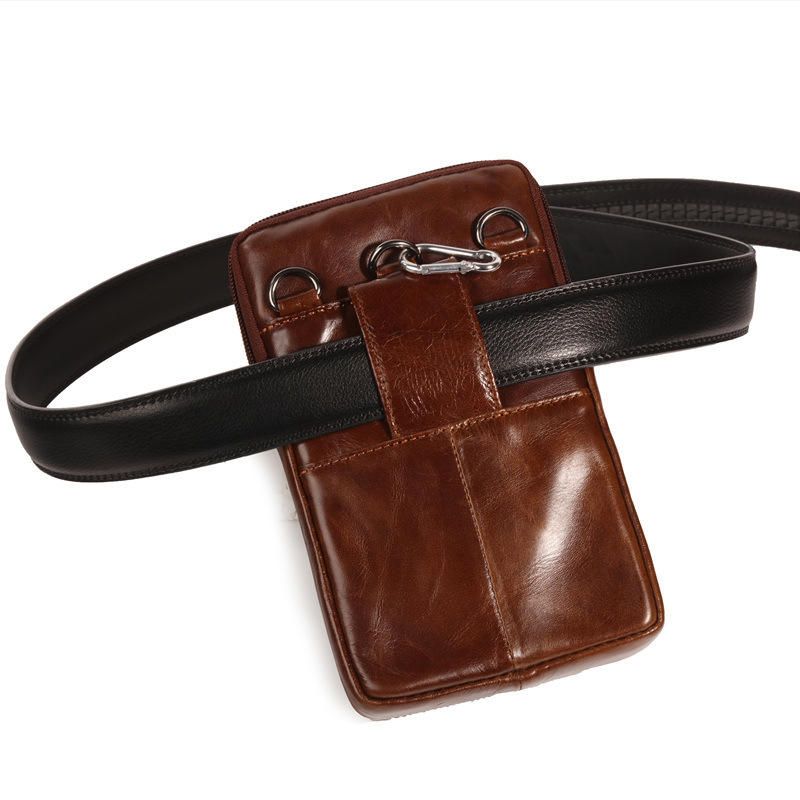 Bolso De Cintura De Cuero Genuino Para Hombre Bolso De Hombro Bolso Para Teléfono