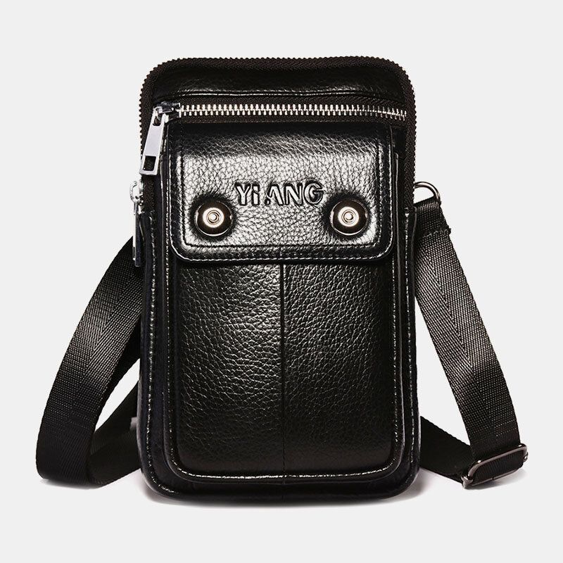 Bolso De Cintura De Cuero Genuino Para Hombre Bolso Para Teléfono Mini Bolso Bandolera