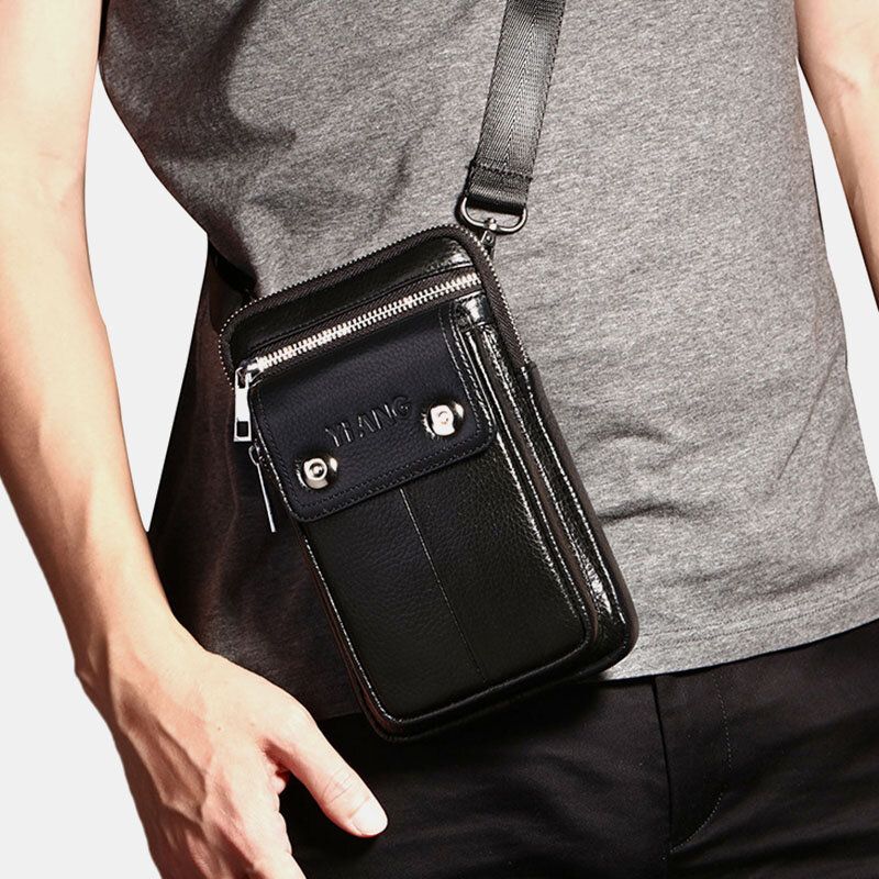 Bolso De Cintura De Cuero Genuino Para Hombre Bolso Para Teléfono Mini Bolso Bandolera