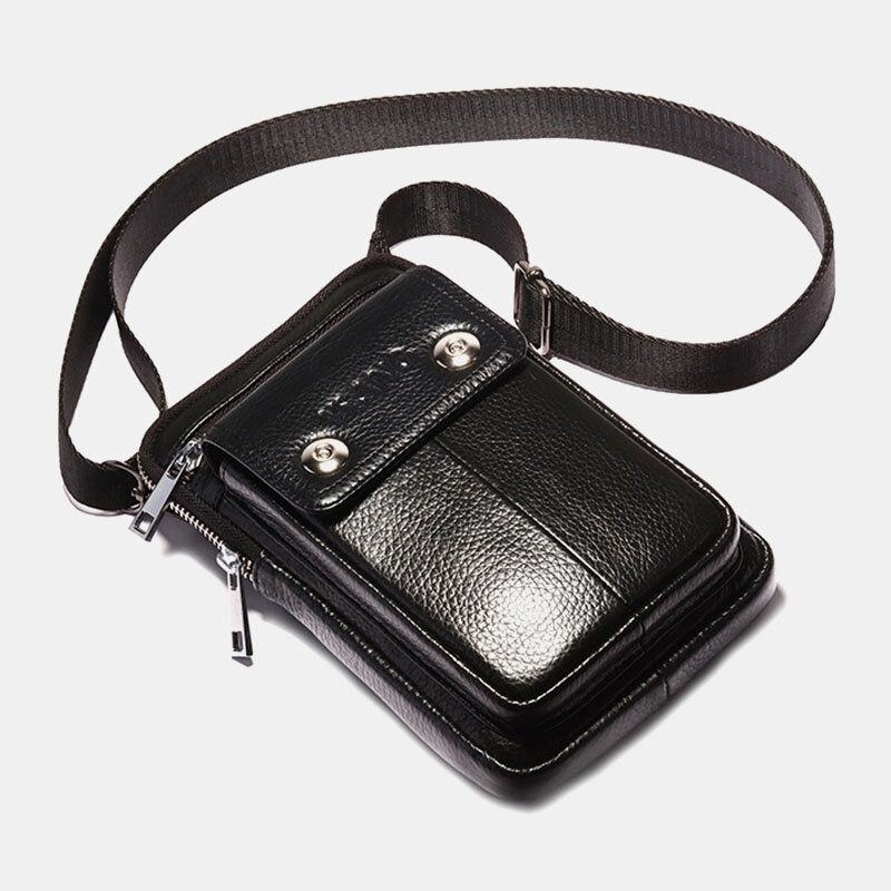 Bolso De Cintura De Cuero Genuino Para Hombre Bolso Para Teléfono Mini Bolso Bandolera