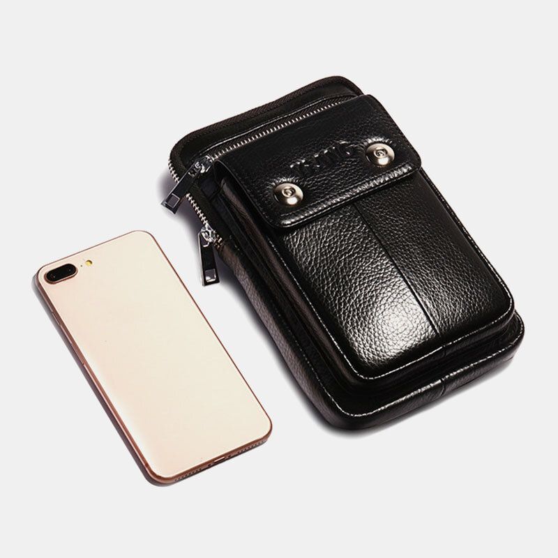 Bolso De Cintura De Cuero Genuino Para Hombre Bolso Para Teléfono Mini Bolso Bandolera