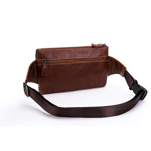 Bolso De Cintura De Cuero Genuino Para Hombres Bolso De Teléfono Multifunción Bolso Deportivo Informal