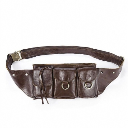 Bolso De Cintura De Cuero Genuino Vintage Para Hombre Bolso Bandolera Retro Duradero