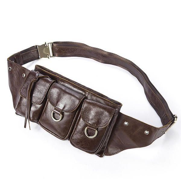 Bolso De Cintura De Cuero Genuino Vintage Para Hombre Bolso Bandolera Retro Duradero