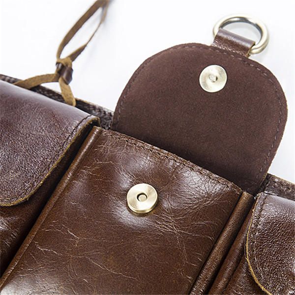 Bolso De Cintura De Cuero Genuino Vintage Para Hombre Bolso Bandolera Retro Duradero