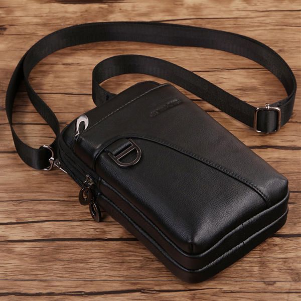 Bolso De Cintura De Gran Capacidad De Cuero Genuino Para Hombres