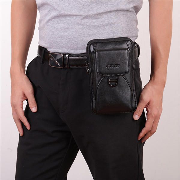 Bolso De Cintura De Gran Capacidad De Cuero Genuino Para Hombres