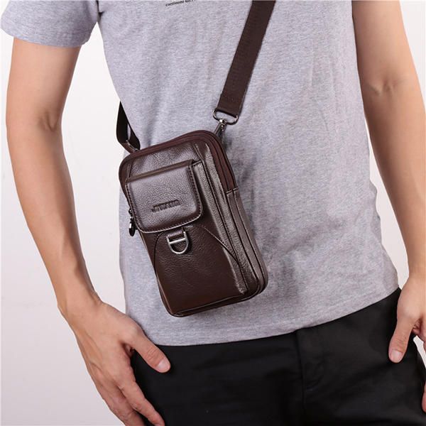 Bolso De Cintura De Gran Capacidad De Cuero Genuino Para Hombres