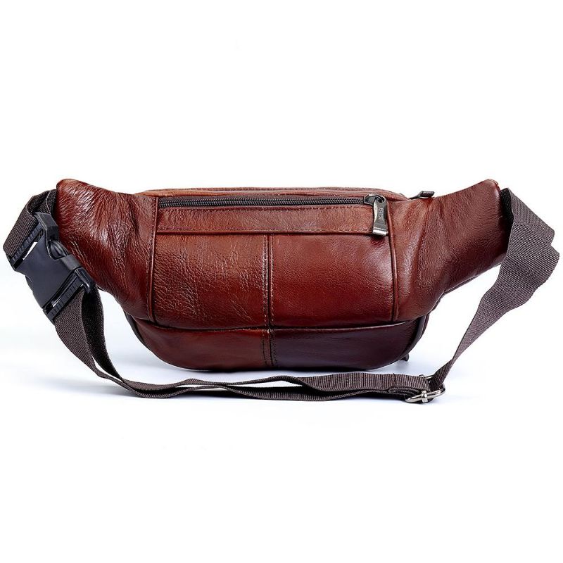 Bolso De Cintura De Gran Capacidad Multifunción De Cuero Genuino Para Hombre Bolso De Pecho Bolso Bandolera