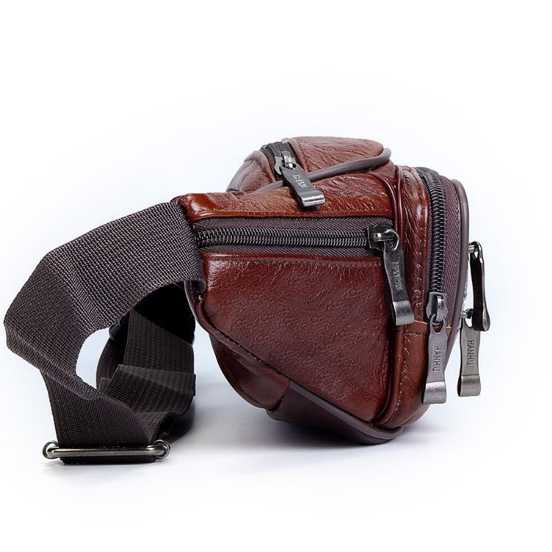 Bolso De Cintura De Gran Capacidad Multifunción De Cuero Genuino Para Hombre Bolso De Pecho Bolso Bandolera