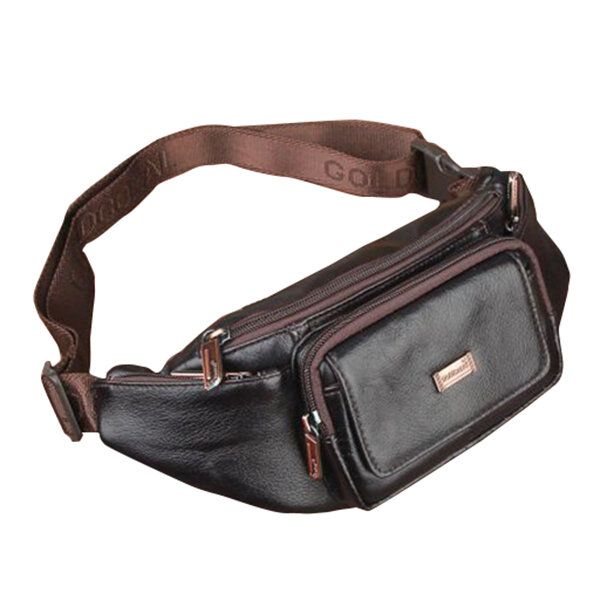 Bolso De Cintura De Ocio Para Hombres Bolso De Pecho De Cuero Genuino Impermeable Bolso Bandolera Al Aire Libre