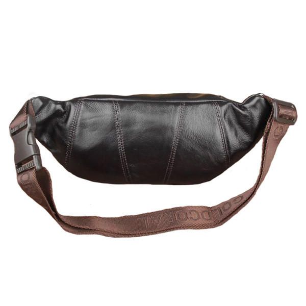 Bolso De Cintura De Ocio Para Hombres Bolso De Pecho De Cuero Genuino Impermeable Bolso Bandolera Al Aire Libre