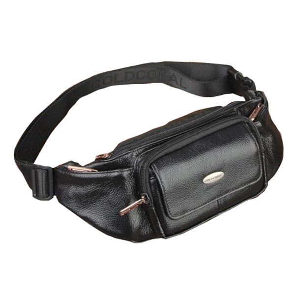 Bolso De Cintura De Ocio Para Hombres Bolso De Pecho De Cuero Genuino Impermeable Bolso Bandolera Al Aire Libre