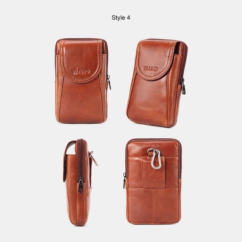 Bolso De Cintura Vintage De Cuero Genuino Para Hombre Bolso Para Cinturón Bolso Para Teléfono