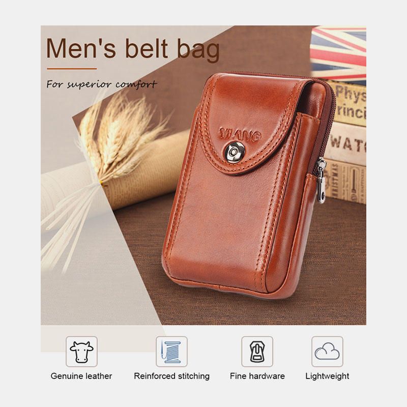 Bolso De Cintura Vintage De Cuero Genuino Para Hombre Bolso Para Cinturón Bolso Para Teléfono