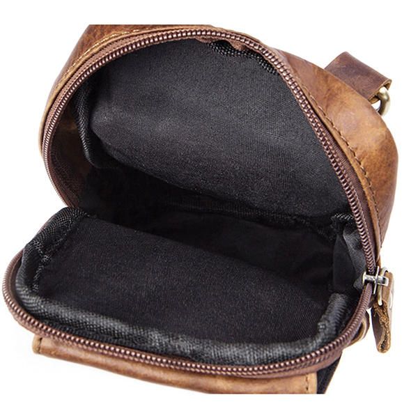 Bolso Cruzado De Un Solo Hombro Vintage Casual De Cuero Genuino Para Hombres