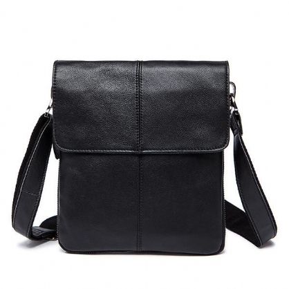 Bolso De Hombre De Cuero Genuino Bolso De Hombreajero Con Cremallera De Moda Bolso De Hombro De Negocios