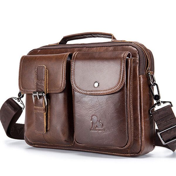 Bolso De Hombreajero De Cuero Para Hombre Bolso Retro Para Computadora Portátil Maletín De Negocios Bolso De Hombro