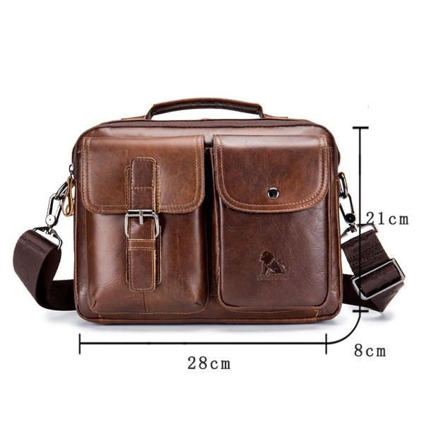 Bolso De Hombreajero De Cuero Para Hombre Bolso Retro Para Computadora Portátil Maletín De Negocios Bolso De Hombro