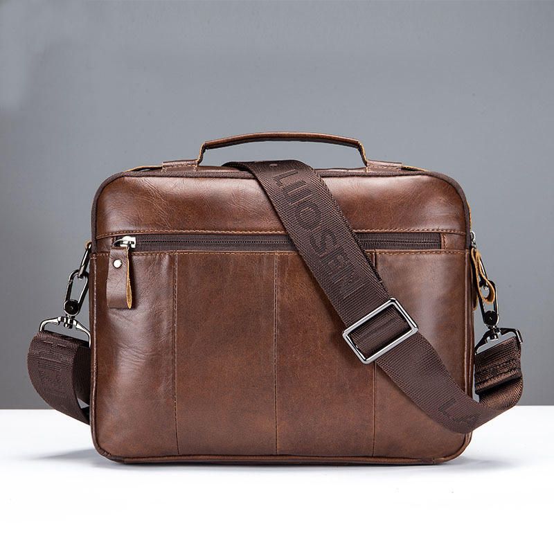 Bolso De Hombreajero De Cuero Para Hombre Bolso Retro Para Computadora Portátil Maletín De Negocios Bolso De Hombro