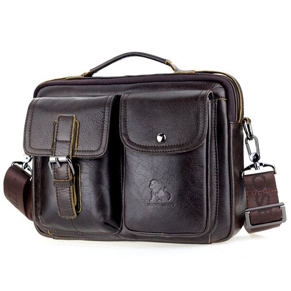 Bolso De Hombreajero De Cuero Para Hombre Bolso Retro Para Computadora Portátil Maletín De Negocios Bolso De Hombro