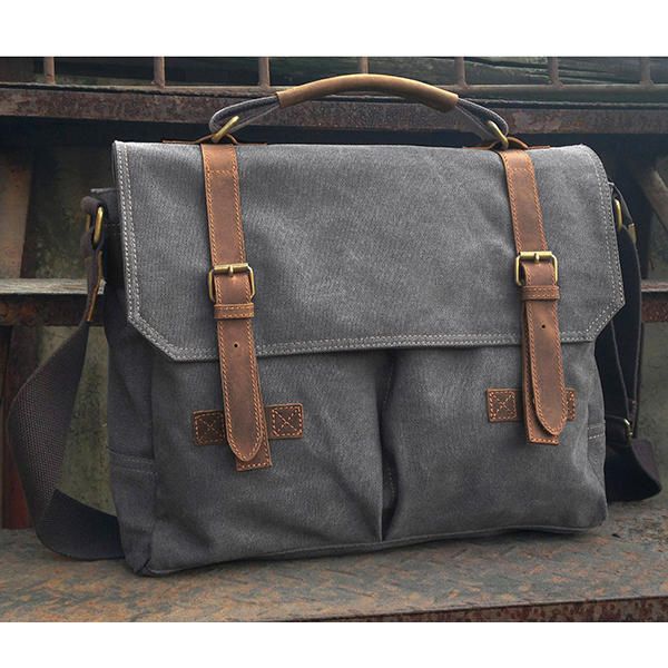 Bolso De Hombreajero De Lona Vintage Bolso De Hombro Para Computadora Portátil Bolso Escolar Bolso De Viaje Para Hombres