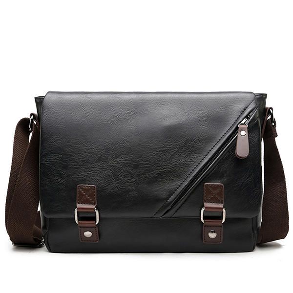 Bolso De Hombreajero Negro Para Hombre Bolso De Hombro De Negocios De Cuero Pu Bolso Para Computadora Portátil Informal