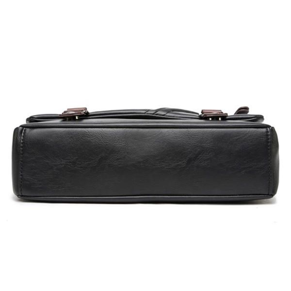 Bolso De Hombreajero Negro Para Hombre Bolso De Hombro De Negocios De Cuero Pu Bolso Para Computadora Portátil Informal