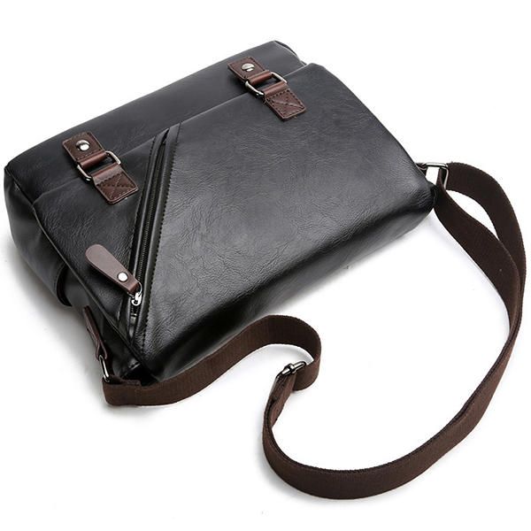 Bolso De Hombreajero Negro Para Hombre Bolso De Hombro De Negocios De Cuero Pu Bolso Para Computadora Portátil Informal