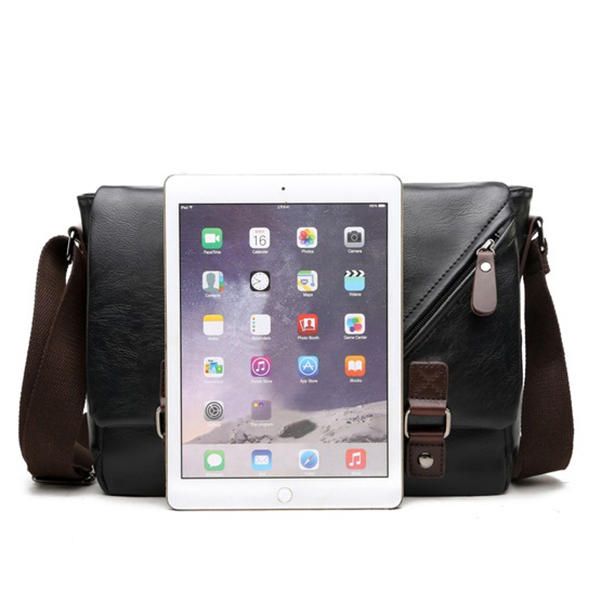 Bolso De Hombreajero Negro Para Hombre Bolso De Hombro De Negocios De Cuero Pu Bolso Para Computadora Portátil Informal