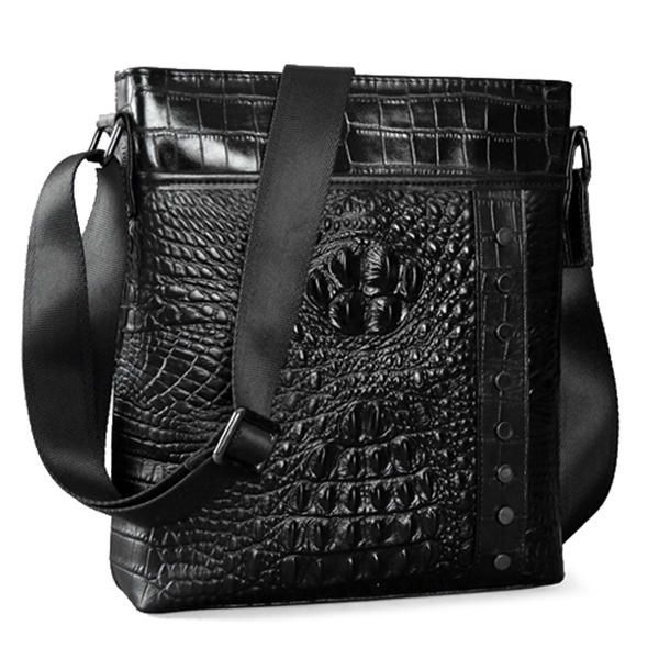 Bolso De Hombro Con Patrón De Cocodrilo De Cuero Genuino Para Hombres Bolso Bandolera De Negocios De Ocio Maletín