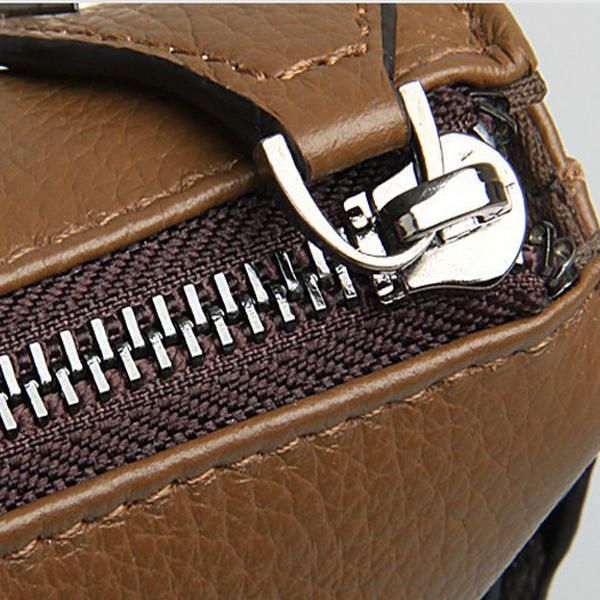 Bolso De Hombro De Cuero Para Hombre Bolsos Verticales Con Cierre De Cremallera