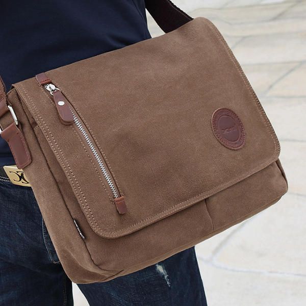 Bolso De Hombro De Lona Para Hombre Bolso De Hombreajero Informal Bolso Para Portátil Retro