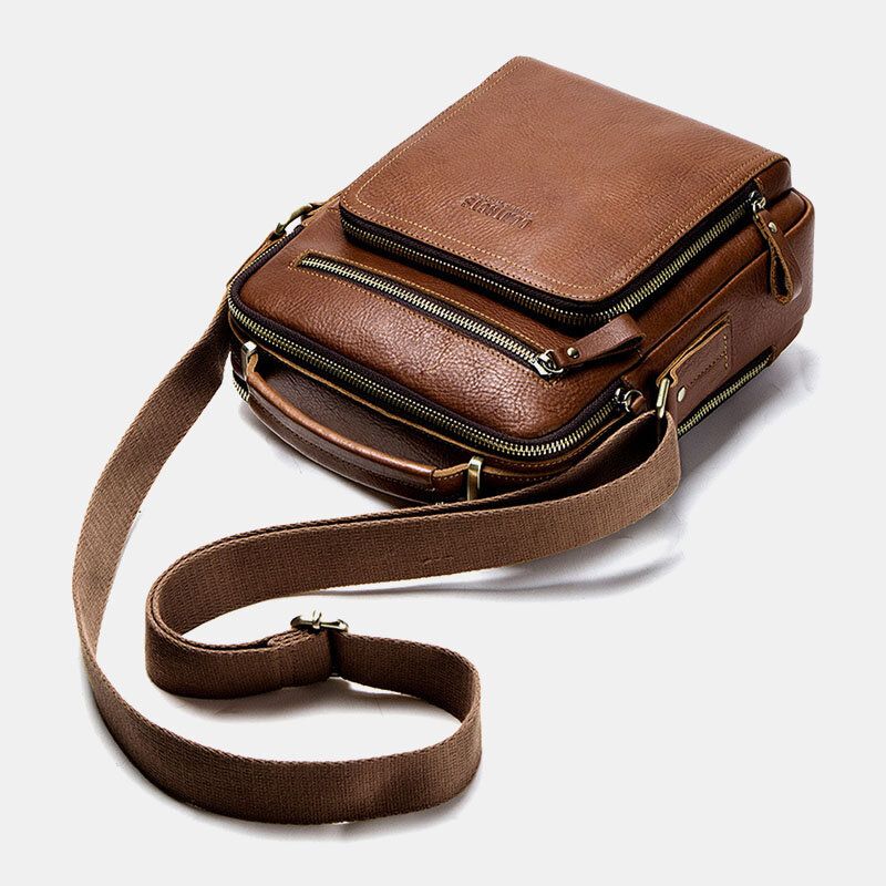 Bolso De Hombro De Moda De Cuero Genuino Para Hombre Bolso Bandolera Bolso De Negocios